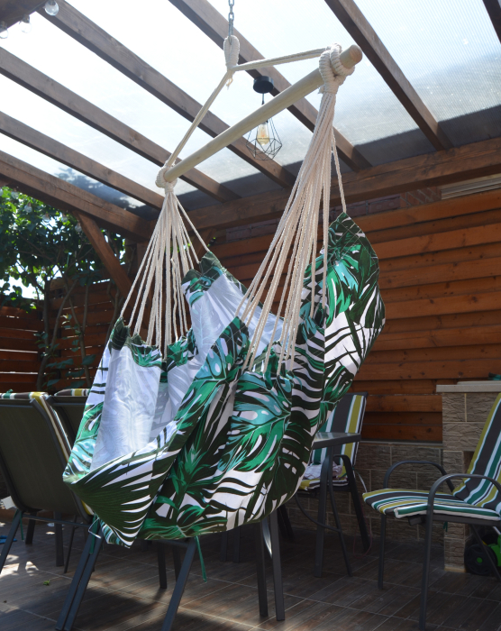 Hamac tip leagan suspendat pentru casa sau gradina, floral, 130x100cm, 150kg [8]