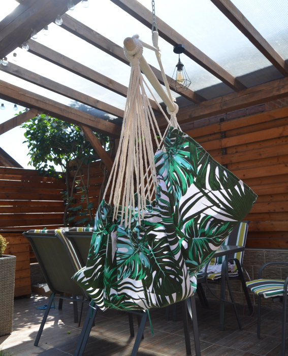 Hamac tip leagan suspendat pentru casa sau gradina, floral, 130x100cm, 150kg [7]