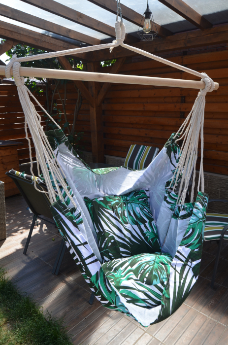 Hamac tip leagan suspendat pentru casa sau gradina, floral, 130x100cm, 150kg [3]