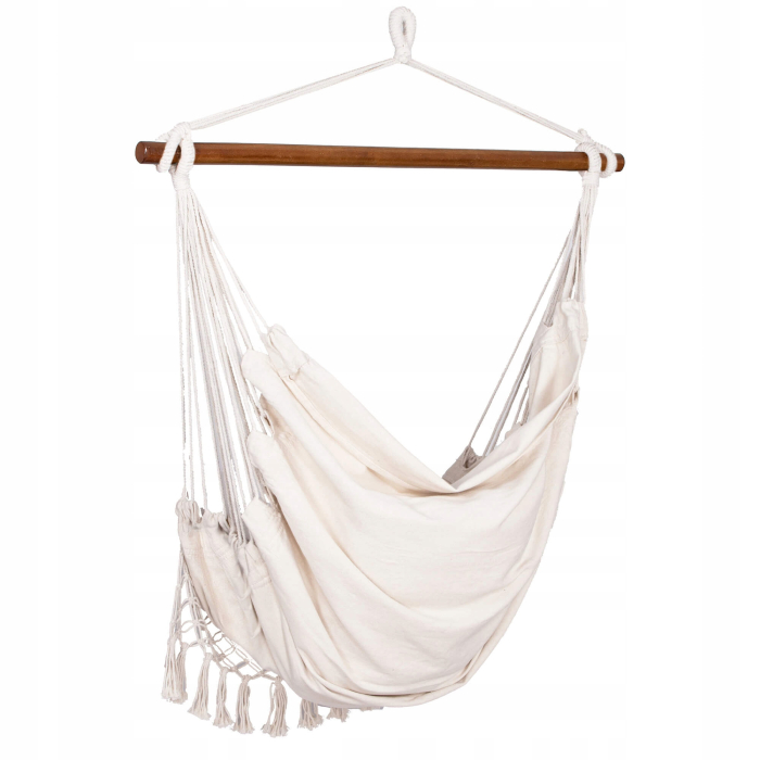 Hamac tip leagan suspendat pentru casa sau gradina HM19, gri deschis cu perne, 130x100cm, 150kg [8]