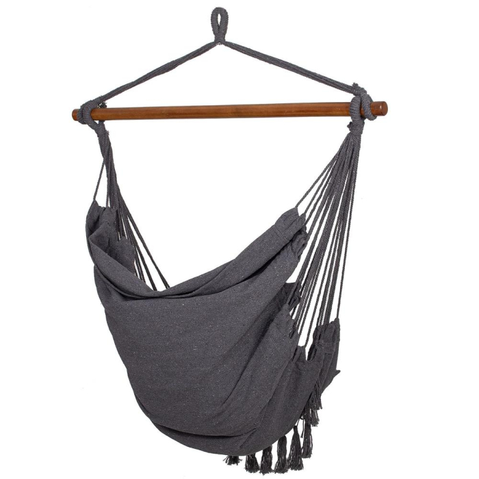 Hamac tip leagan suspendat pentru casa sau gradina HM45, gri inchis cu perne, 130x100cm, 150kg [13]