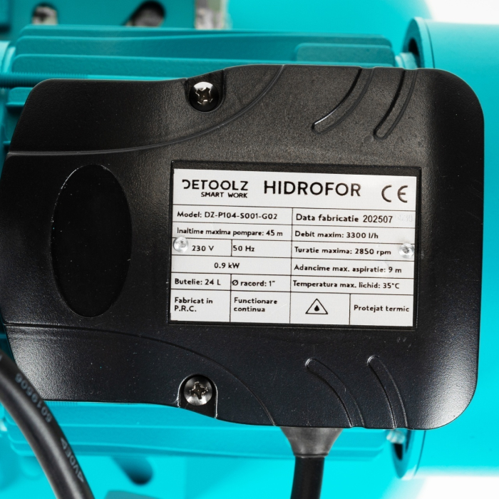 Hidrofor 0.9 KW Detoolz DZ-P104-S001-G02, Debit Maxim 3300L/h, Inaltime Maxima Pompare 45M, Corp Pompa Fonta [5]