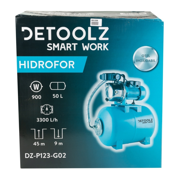 Hidrofor 0.9 KW Detoolz DZ-P123-G02, Debit Maxim 3300L/h, Inaltime Maxima Pompare 45M, Corp Pompa Inox, Butelie 50L [5]