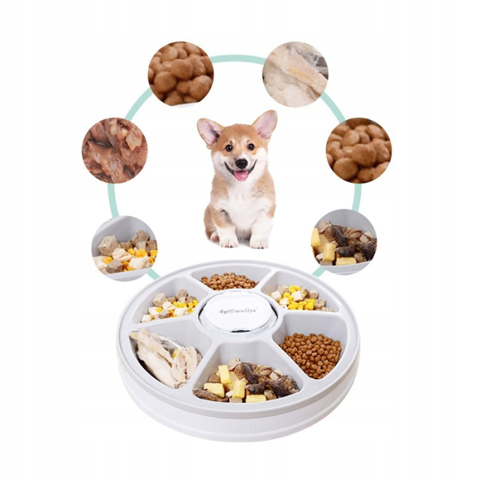 Hranitor automat pentru caini si pisici, sunet hranire, capacitate dispenser 6x70gr, cu display digital [10]