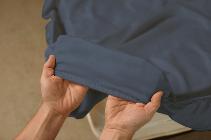 Husa Brius Bumbac Cottone cu elastic, 140x200, Bumbac 100%, Material moale si prietenos cu pielea, Albastru [3]