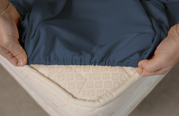 Husa Brius Bumbac Cottone cu elastic, 140x200, Bumbac 100%, Material moale si prietenos cu pielea, Albastru [2]