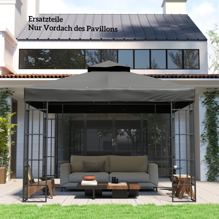  Husa de schimb pentru pavilion 3 x 3 m, prelata de schimb pentru pavilion cu orificii de scurgere a apei, UPF30+, protectie solara, gri inchis [4]