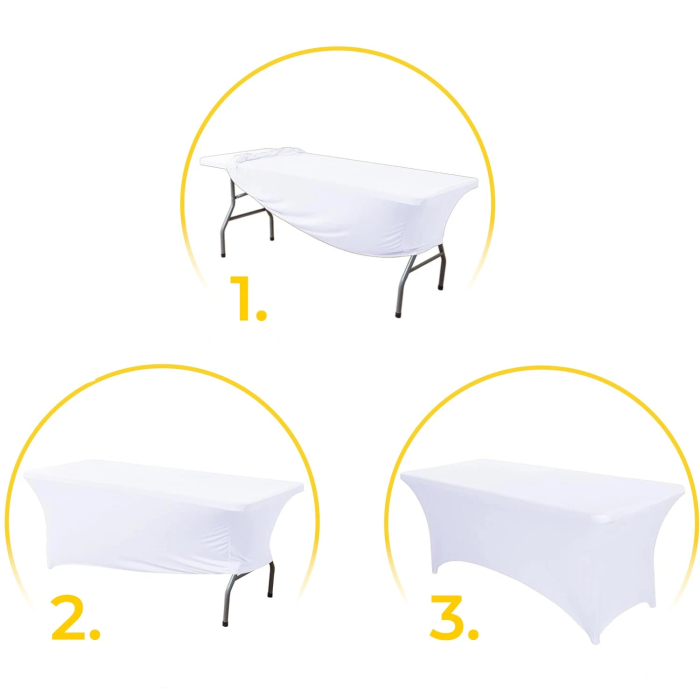 Husa elastica pentru masa gradina sau evenimente, poliester si spandex, 183x76x74 cm, alb [4]