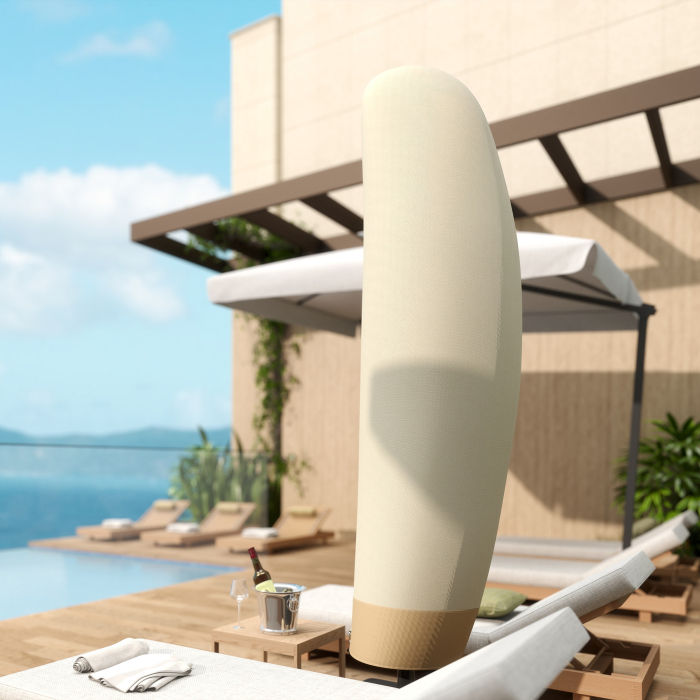  Husa Impermeabila pentru Umbrela 3x3 m, Protectie pentru Umbrela Suspendata cu Fermoar si snur, Bej [7]