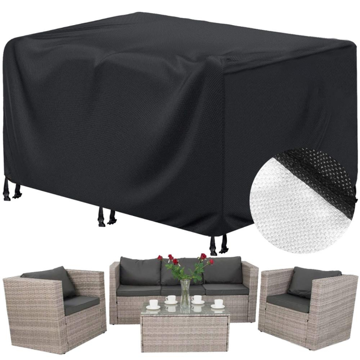 Husa mobilier gradina, impermeabila, cu protectie UV, 250x200x80cm, negru [18]
