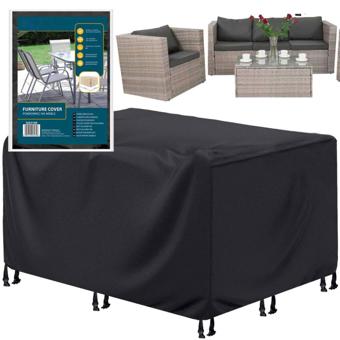 Husa mobilier gradina, impermeabila, cu protectie UV, 250x200x80cm, negru [24]