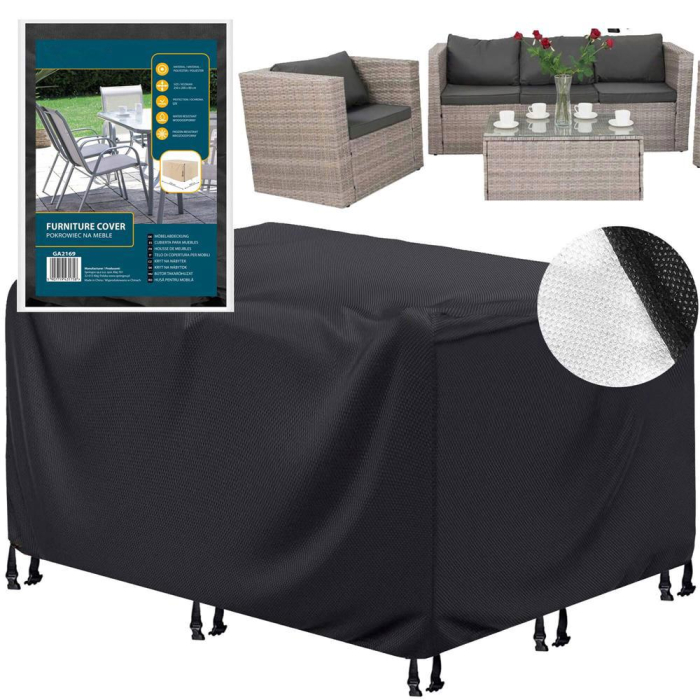 Husa mobilier gradina, impermeabila, cu protectie UV, 250x200x80cm, negru [23]