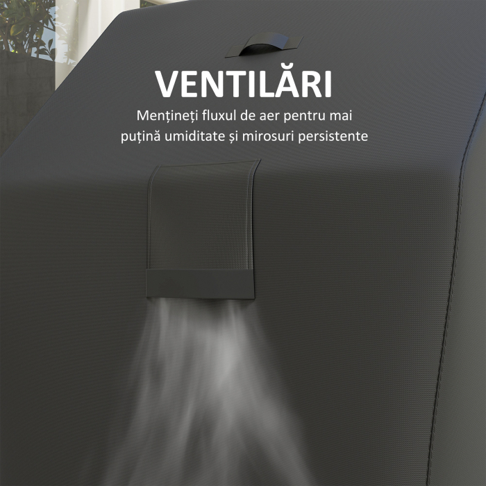  Husa pentru Gratar Impermeabila din Material Oxford 600D UPF30+ si Rezistenta la Vant, 147x61x122 cm, Negru [6]