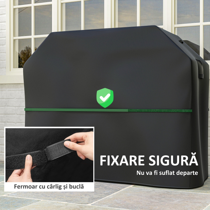  Husa pentru Gratar Impermeabila din Material Oxford 600D UPF30+ si Rezistenta la Vant, 147x61x122 cm, Negru [5]