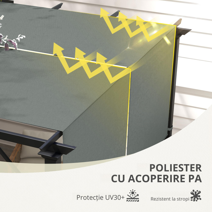  Husa pentru Pergola 3x3 m din Poliester cu Buzunare si Curele, 488x122 cm, Gri Carbune [6]