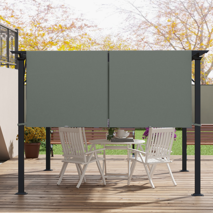  Husa pentru Pergola 3x3 m din Poliester cu Buzunare si Curele, 488x122 cm, Gri Carbune [9]