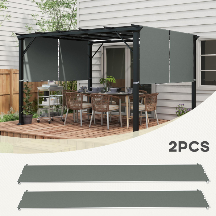  Husa pentru Pergola 3x3 m din Poliester cu Buzunare si Curele, 488x122 cm, Gri Carbune [7]