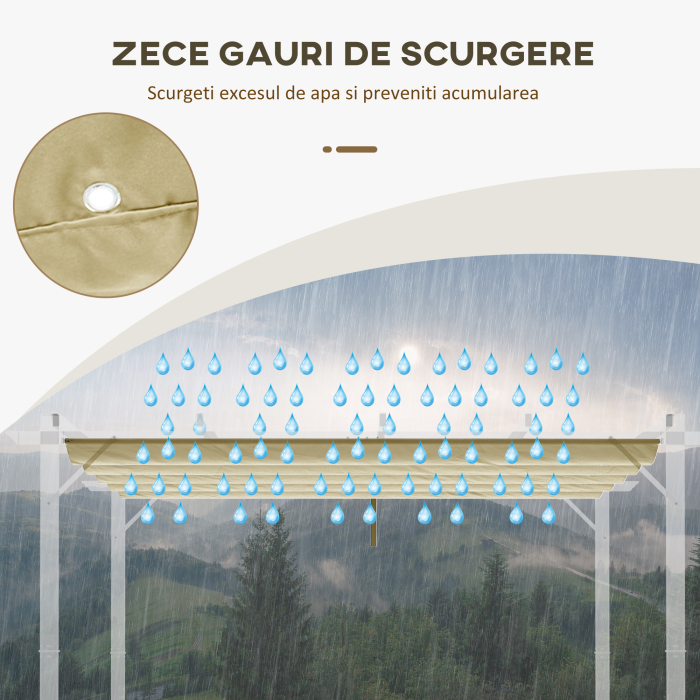  Husa pentru Pergola Gazebo 4x3 m din Poliester Respirable Bej cu 10 Orificii de Drenaj [5]