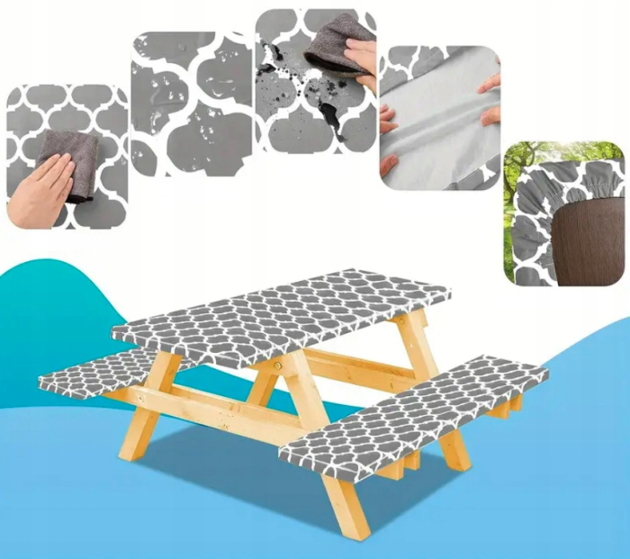 Husa pentru set mobilier gradina, 1 masa si 2 banci, impermeabila, 76x183cm, gri [3]