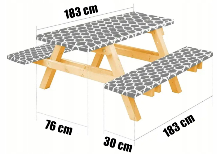 Husa pentru set mobilier gradina, 1 masa si 2 banci, impermeabila, 76x183cm, gri [2]
