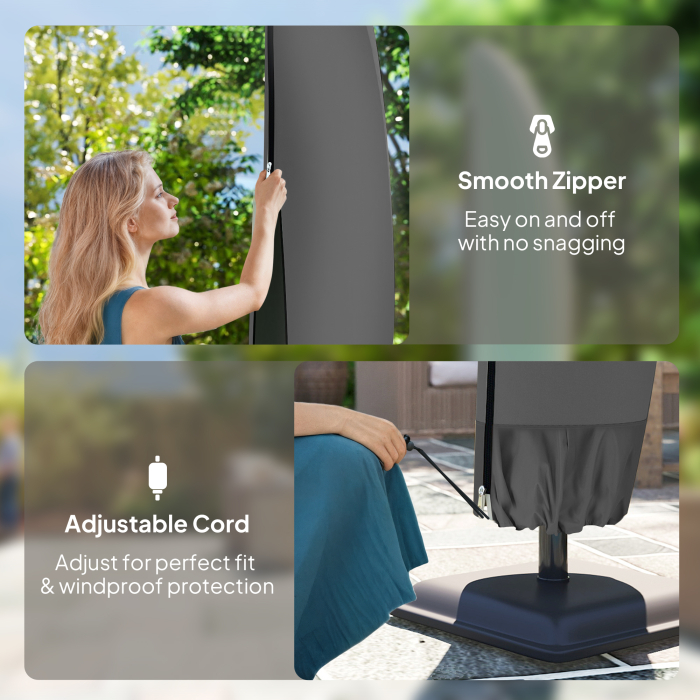  Husa pentru Umbrela 3x3 m Impermeabila, Protectie cu Fermoar si snur, Negru [6]