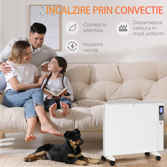  Incalzitor cu conventie, incalzire silentioasa, portabil sau montat pe perete cu detectarea deschiderii ferestrei, temporizator, telecomanda, oprire de siguranta [6]