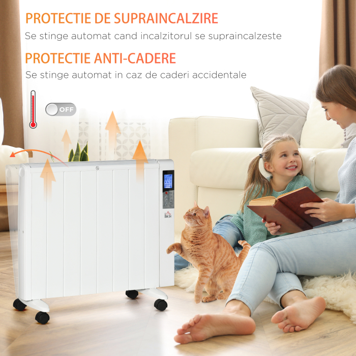  Incalzitor cu conventie, incalzire silentioasa, portabil sau montat pe perete cu detectarea deschiderii ferestrei, temporizator, telecomanda, oprire de siguranta [8]