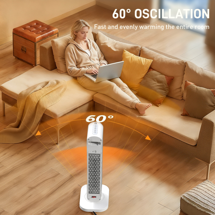  incalzitor Electric cu Ventilator 2000W cu Telecomanda 30x22x82,5 cm, Alb [6]