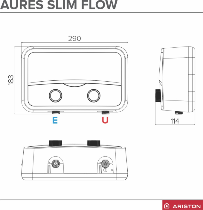 Incalzitor electric instant Ariston Aures Slim Flow 5.5kW, alimentare un singur punct, kit dus inclus [8]