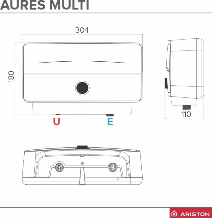 Incalzitor electric instant compact Ariston Aures M 5kW, 3 trepte de putere, rezistenta blindata din cupru [4]