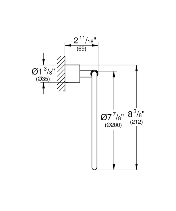 Inel prosop Grohe 40307AL3, Atrio, pe perete, 200 mm, metal, mat, grafit [2]