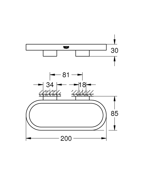 Inel prosop Grohe 41035DA0, Selection, 200 mm, pe perete, metal, lucios, cupru [3]