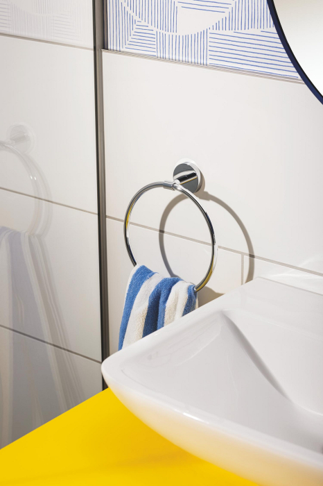 Inel prosop Grohe 41167000, 200 mm, 1 rafturi, 2 orificii instalare, pivotanta, pe perete, metal, Crom [2]