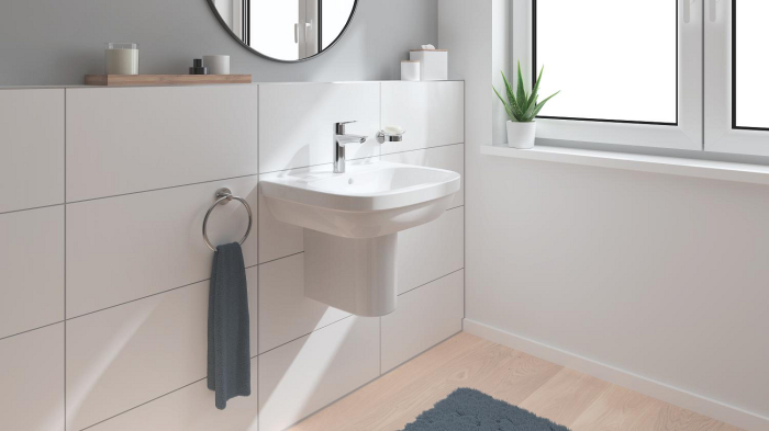 Inel prosop Grohe 41174000, 200 mm, 1 rafturi, 2 orificii instalare, pivotanta, pe perete, metal, Crom [7]