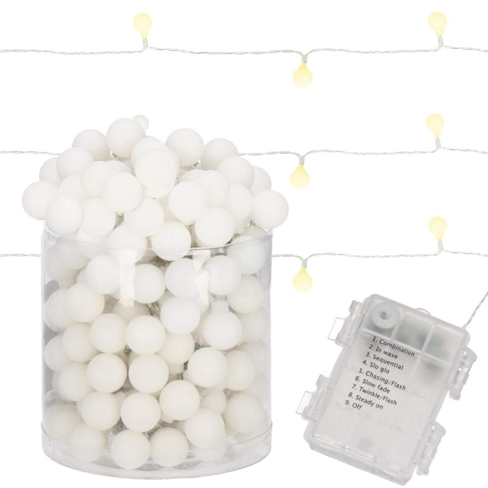 Instalatie bile luminoase pentru gradina, 7,5 metri, 50 LED-uri, cu baterii, galben [3]