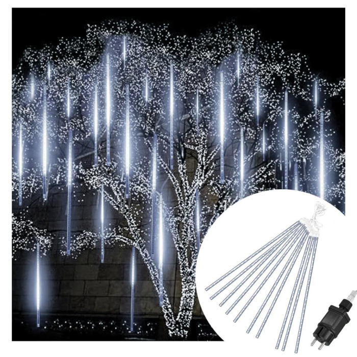 Instalatie de Craciun, 10 tuburi, 50cm, 480 LED, ploaie de meteoriti, alb [14]