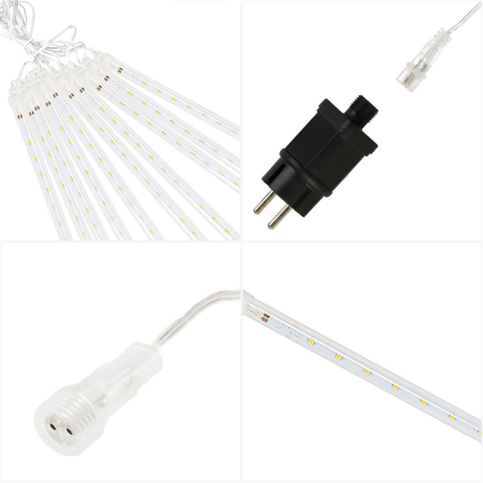 Instalatie de Craciun, 10 tuburi, 50cm, 480 LED, ploaie de meteoriti, alb [12]