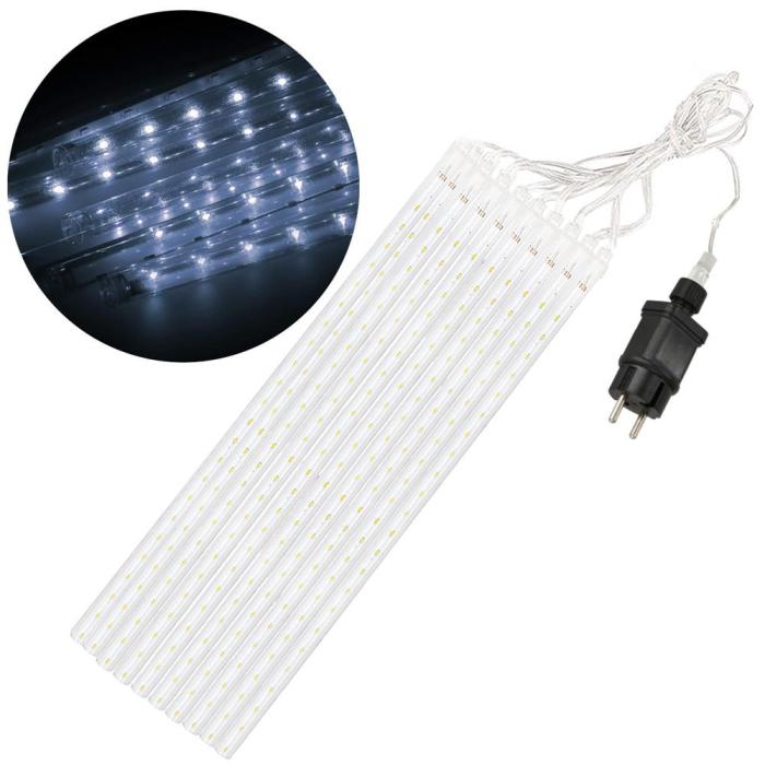 Instalatie de Craciun, 10 tuburi, 50cm, 480 LED, ploaie de meteoriti, alb [13]