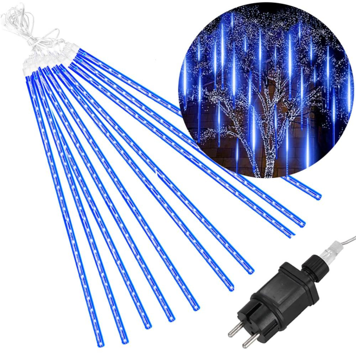 Instalatie de Craciun, 10 tuburi, 50cm, 480 LED, ploaie de meteoriti, albastru [14]