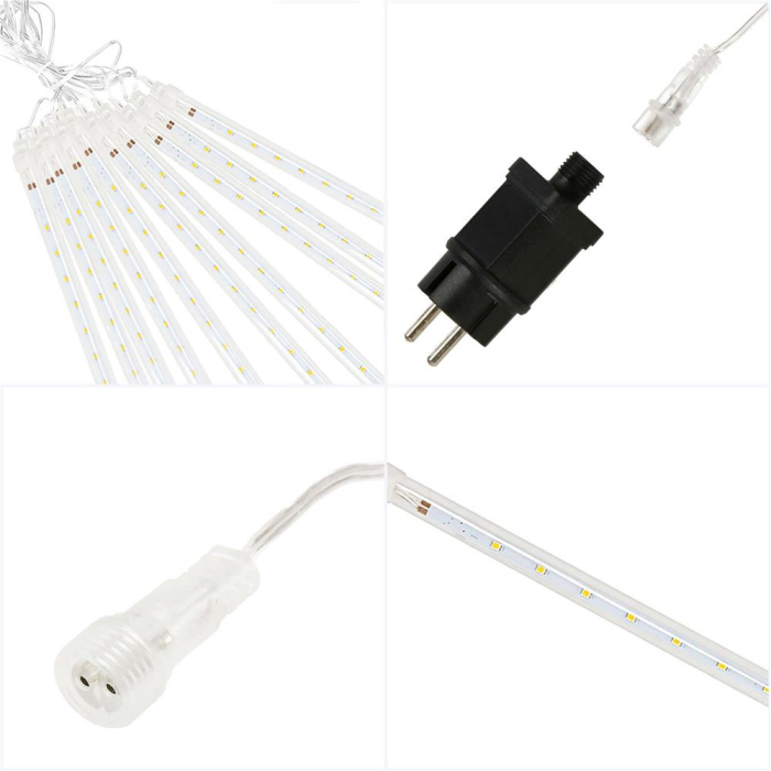 Instalatie de Craciun, 10 tuburi, 50cm, 480 LED, ploaie de meteoriti, albastru [12]