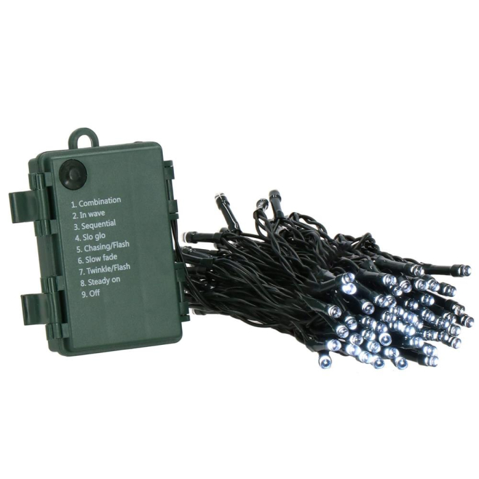 Instalatie lumini de exterior pentru gradina, 5 metri, 50 LED-uri, cu baterii, alb [4]