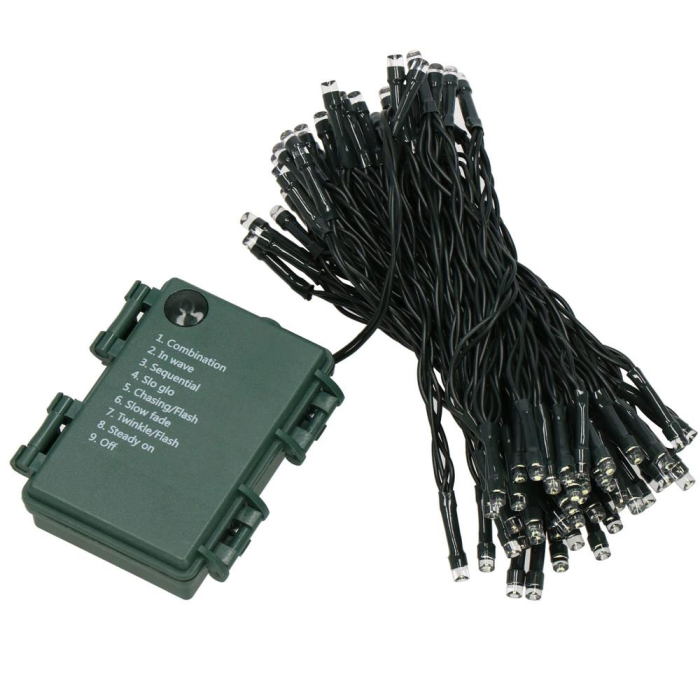 Instalatie lumini de exterior pentru gradina, 10 metri, 100 LED-uri, cu baterii, albastru [10]