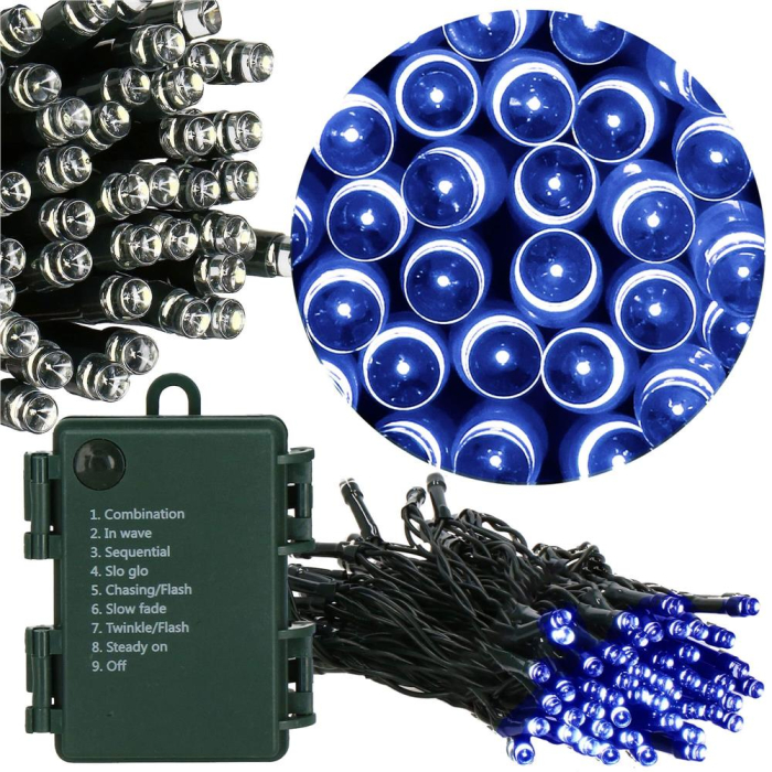 Instalatie lumini de exterior pentru gradina, 10 metri, 100 LED-uri, cu baterii, albastru [6]