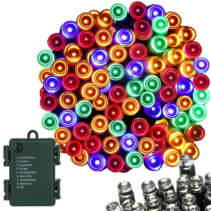 Instalatie lumini de exterior pentru gradina, 5 metri, 50 LED-uri, cu baterii, multicolor [2]
