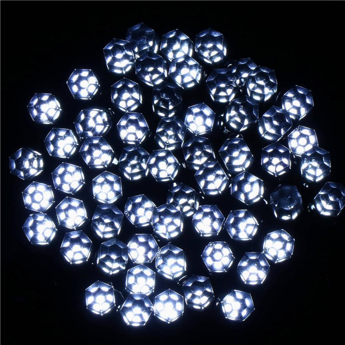 Instalatie lumini de exterior pentru gradina, 9 metri, 120 LED-uri forma cristal, cu baterii, alb [5]