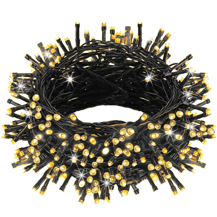 Instalatie lumini pentru bradul de Craciun, 17,5 metri, 300 LED-uri, 8 functii, alb cald [8]