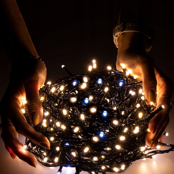 Instalatie lumini pentru bradul de Craciun, 18,5 metri, 300 LED-uri cu flash, galben [5]
