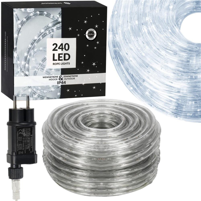 Instalatie tub furtun luminos pentru Craciun, 240 LED-uri, 10 m, pentru exterior, alb rece [5]