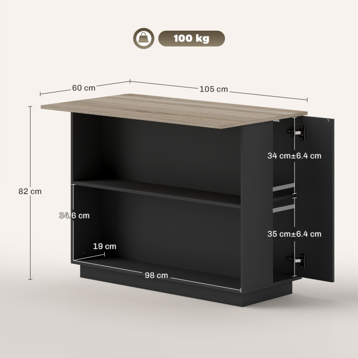  Insula Bucatarie 105×60 cm - Carucior Bar Multifunctional cu Sertar [3]