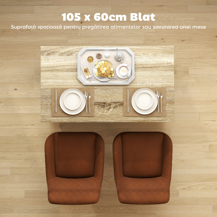  Insula Bucatarie 105×60 cm - Carucior Bar Multifunctional cu Sertar [6]